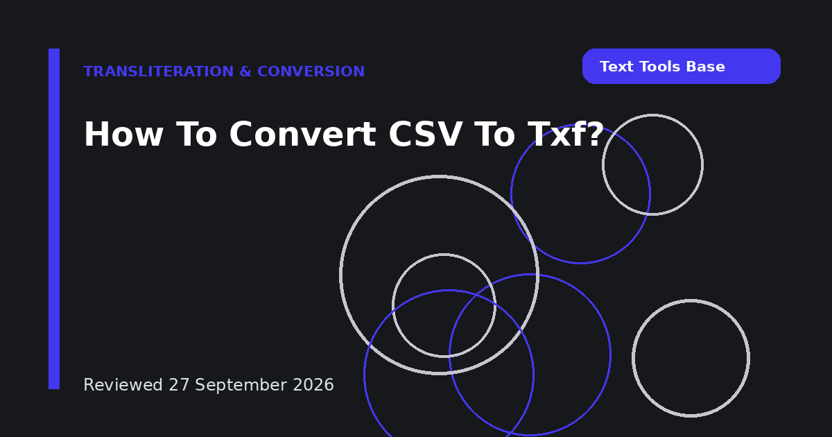 How To Convert CSV To Txf?