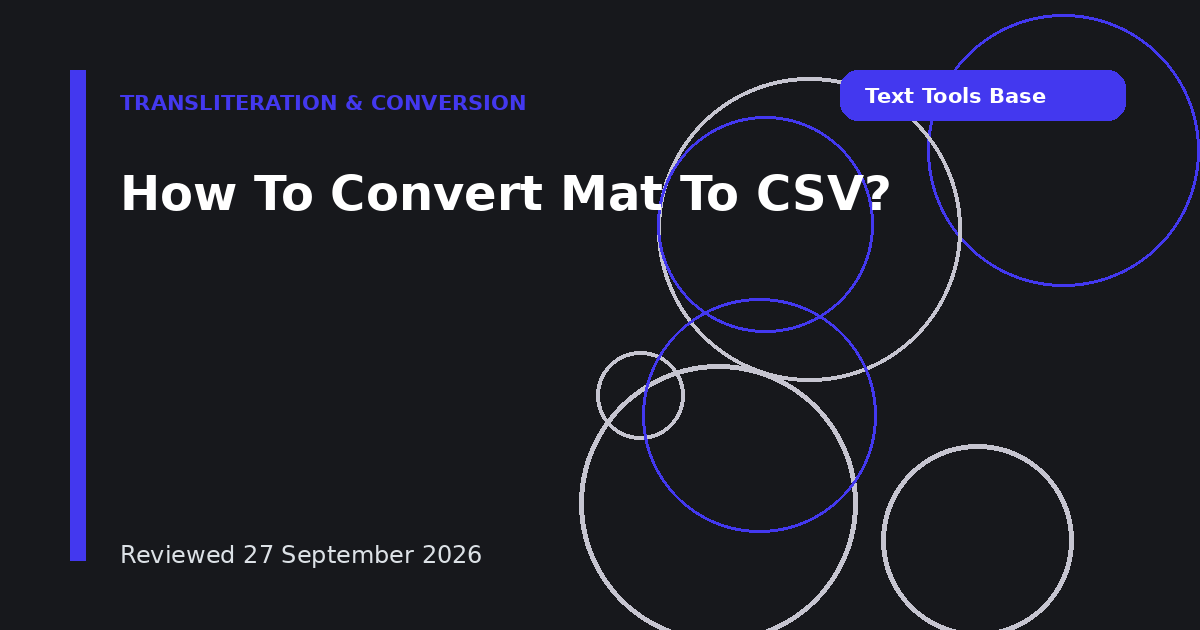 How To Convert Mat To CSV?