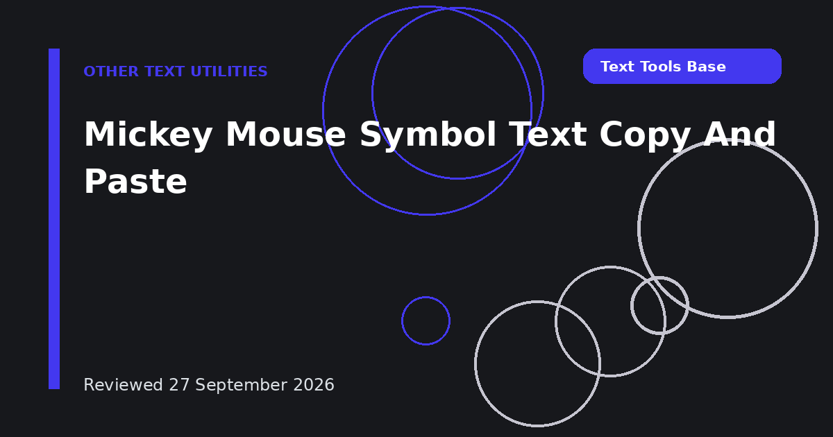 Mickey Mouse Symbol Text Copy And Paste