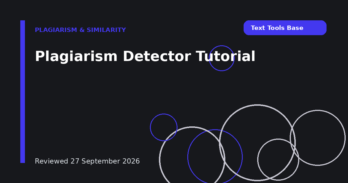 Plagiarism Detector Tutorial